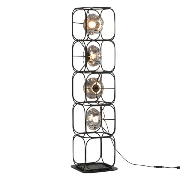 Black Modern Glass Ball Multi Lights Floor Lamp - Image 2