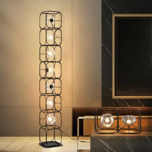 Black Modern Glass Ball Multi Lights Floor Lamp - Image 6
