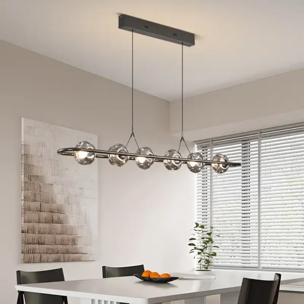 6 Lights Black Gold Glass Ball Home Decoration Pendant Light - Image 5