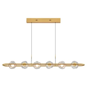 6 Lights Black Gold Glass Ball Home Decoration Pendant Light