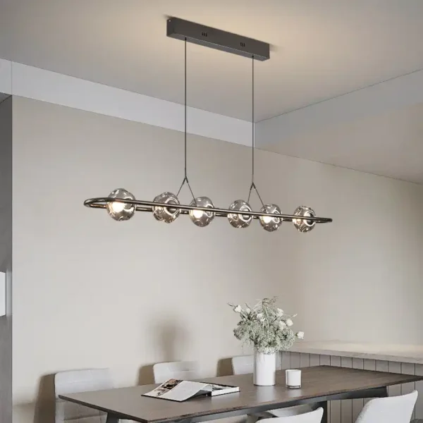 6 Lights Black Gold Glass Ball Home Decoration Pendant Light - Image 4