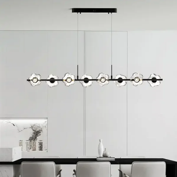8 Lights Black Gold Glass Ball Dining Room Pendant Light - Image 2
