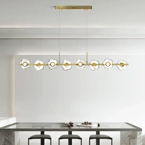 8 Lights Black Gold Glass Ball Dining Room Pendant Light - Image 3