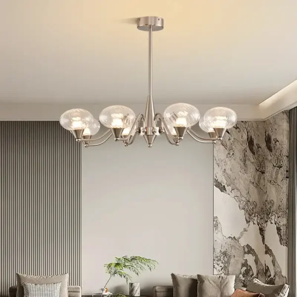 America Retro Style Sand Nickel Chrome Glass Chandelier - Image 7