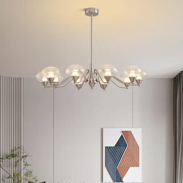 America Retro Style Sand Nickel Chrome Glass Chandelier - Image 6