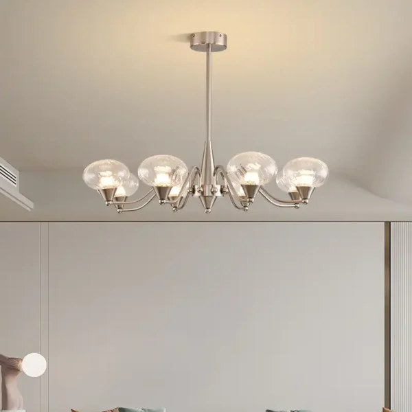 America Retro Style Sand Nickel Chrome Glass Chandelier - Image 5