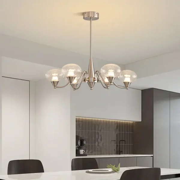 America Retro Style Sand Nickel Chrome Glass Chandelier - Image 4