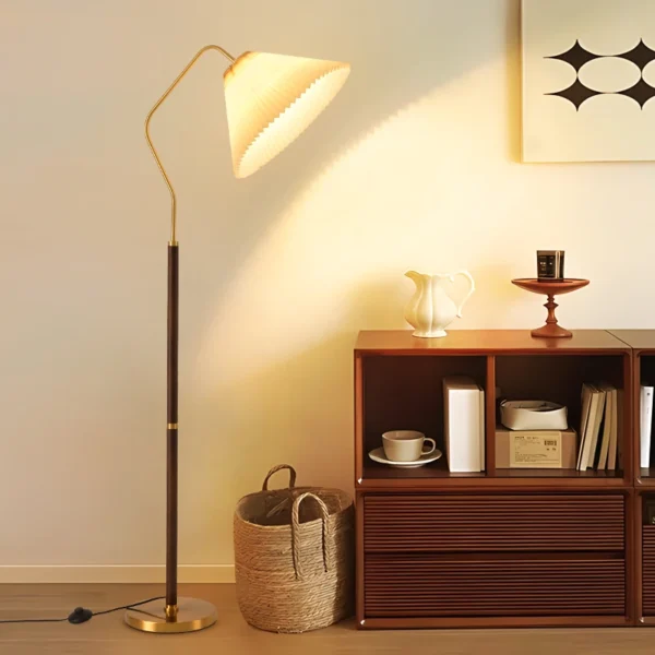 American Retro Wooden Base Room Corner Floor Standing Lamp - Image 3