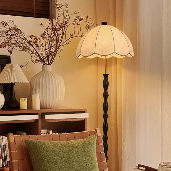 French Solid Wood Living Room Floor Lamp Vintage Sofa Bedroom Bedside standing light - Image 5