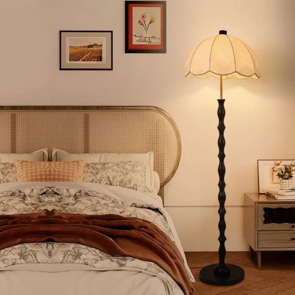 French Solid Wood Living Room Floor Lamp Vintage Sofa Bedroom Bedside standing light - Image 4