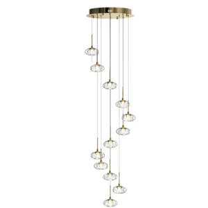 Hotel Staircase Decoration Lobby Large Long Spiral Sphere Glass Ball Chandelier