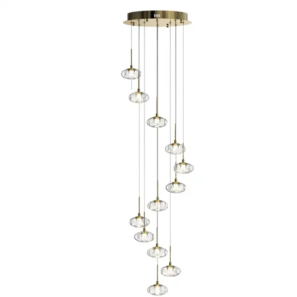 Hotel Staircase Decoration Lobby Large Long Spiral Sphere Glass Ball Chandelier