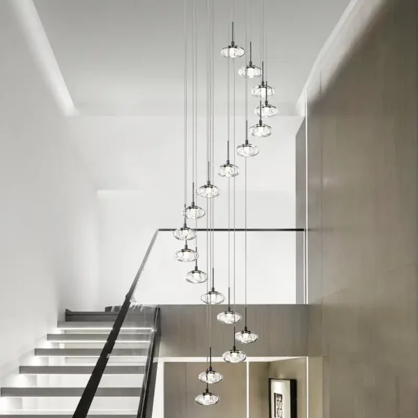 Hotel Staircase Decoration Lobby Large Long Spiral Sphere Glass Ball Chandelier - Image 6
