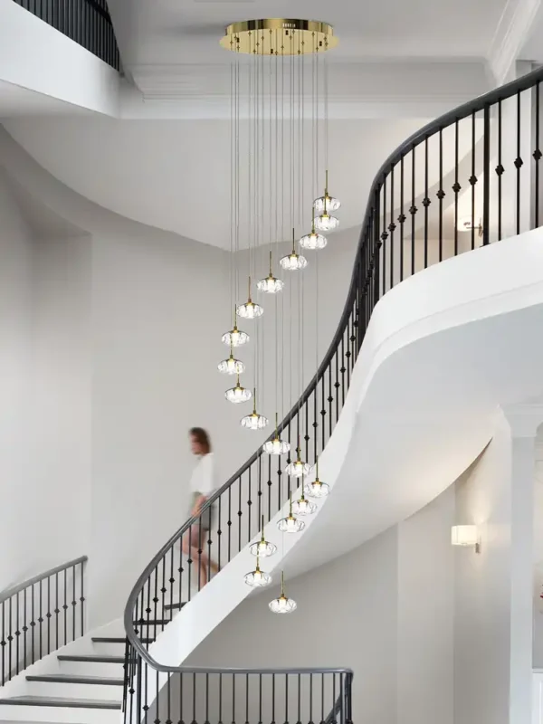 Hotel Staircase Decoration Lobby Large Long Spiral Sphere Glass Ball Chandelier - Image 5