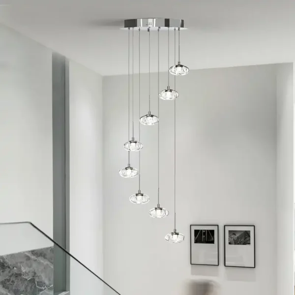 Hotel Staircase Decoration Lobby Large Long Spiral Sphere Glass Ball Chandelier - Image 4
