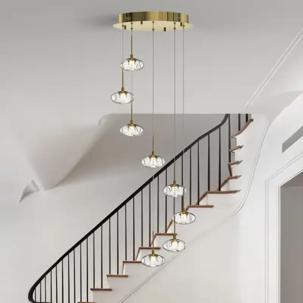 Hotel Staircase Decoration Lobby Large Long Spiral Sphere Glass Ball Chandelier - Image 3