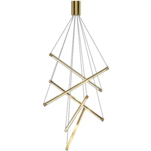 Linear Design Luxury Hall Hotel Villa Staircase Pendant Light Led Chandelier