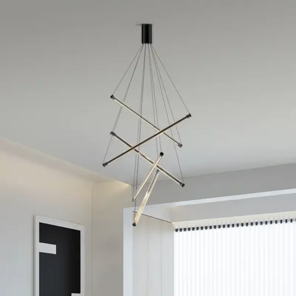 Linear Design Luxury Hall Hotel Villa Staircase Pendant Light Led Chandelier - Image 4