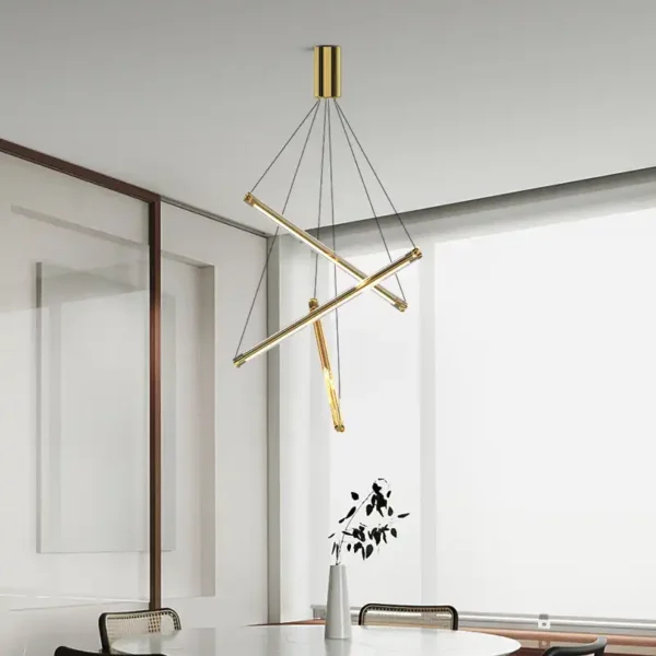 Linear Design Luxury Hall Hotel Villa Staircase Pendant Light Led Chandelier - Image 3