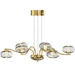 Luxury Simple Glass Ball Stainless Steel Plate Hanging Chandelier