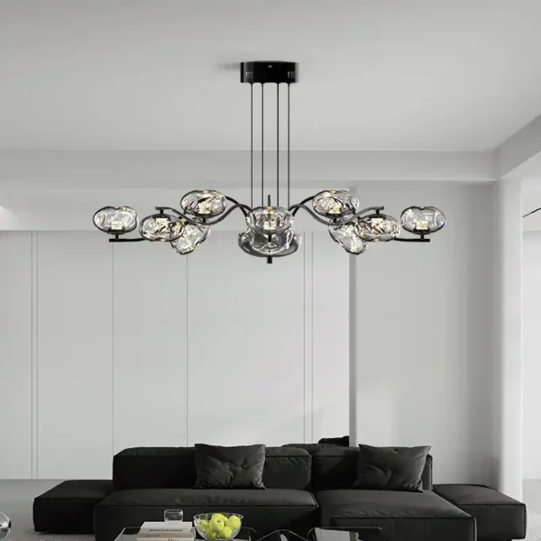 Luxury Simple Glass Ball Stainless Steel Plate Hanging Chandelier - Image 4