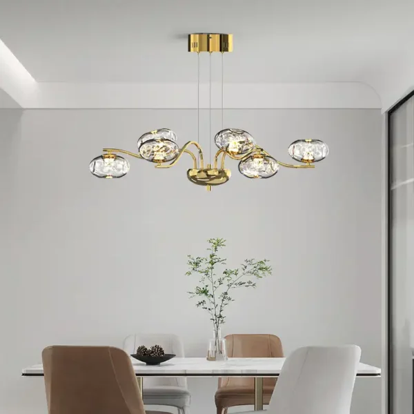 Luxury Simple Glass Ball Stainless Steel Plate Hanging Chandelier - Image 3