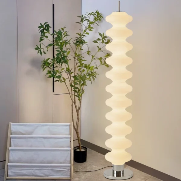 Nordic Modern Gourd Shape White Chrome Led Floor Lamp - Image 3