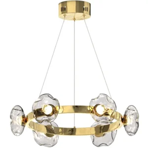 Round Circle Clear Glass Shade Plating Gold Chandelier