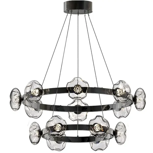 Round Circle Clear Glass Shade Plating Gold Chandelier - Image 3