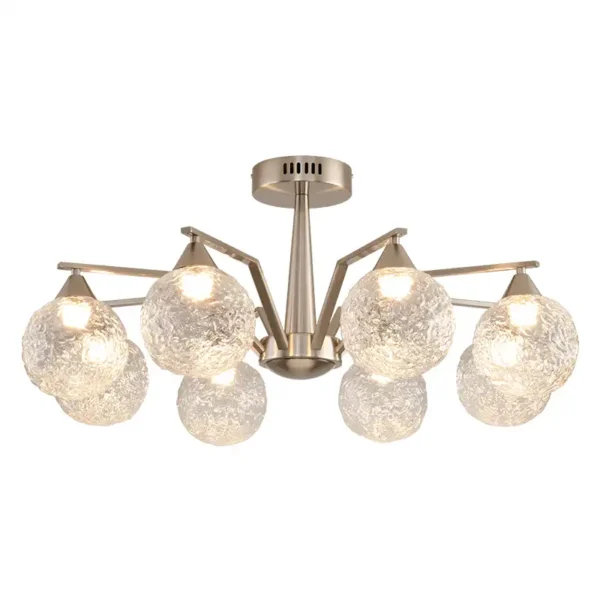 Sand Nickel Nordic Glass Adjustable Led Chandelier - Image 2