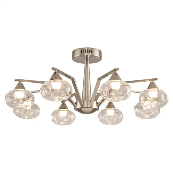 Sand Nickel Nordic Glass Adjustable Led Chandelier - Image 3