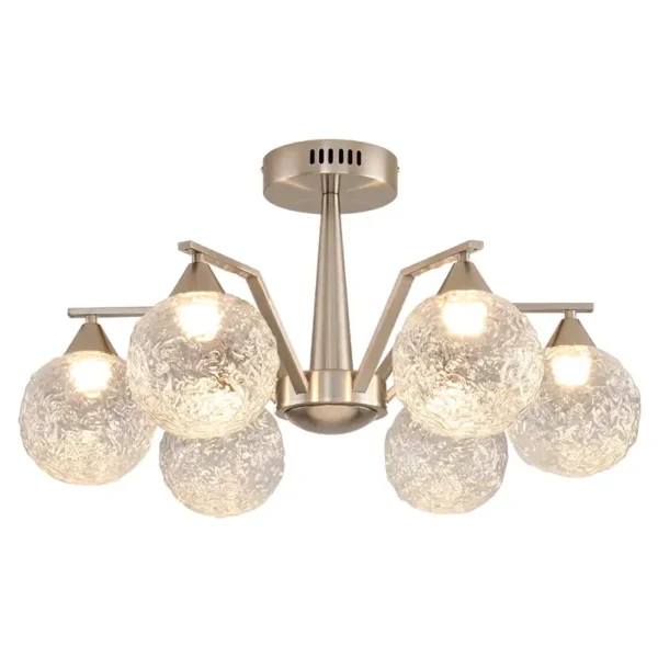 Sand Nickel Nordic Glass Adjustable Led Chandelier - Image 4