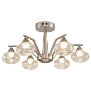 Sand Nickel Nordic Glass Adjustable Led Chandelier