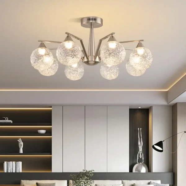 Sand Nickel Nordic Glass Adjustable Led Chandelier - Image 5